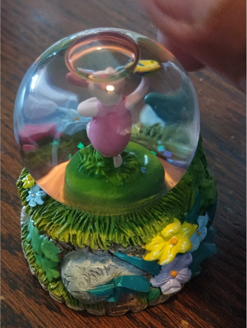 The Disney Store Mini Snow Globe Winnie The Pooh Piglet with flowers